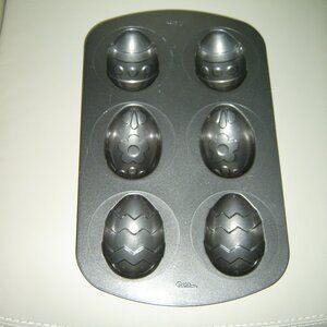 WILTON 6-CAVITY EASTER EGG CAKE PAN NON-STICK BAKE EGG SHAPE, VGUC